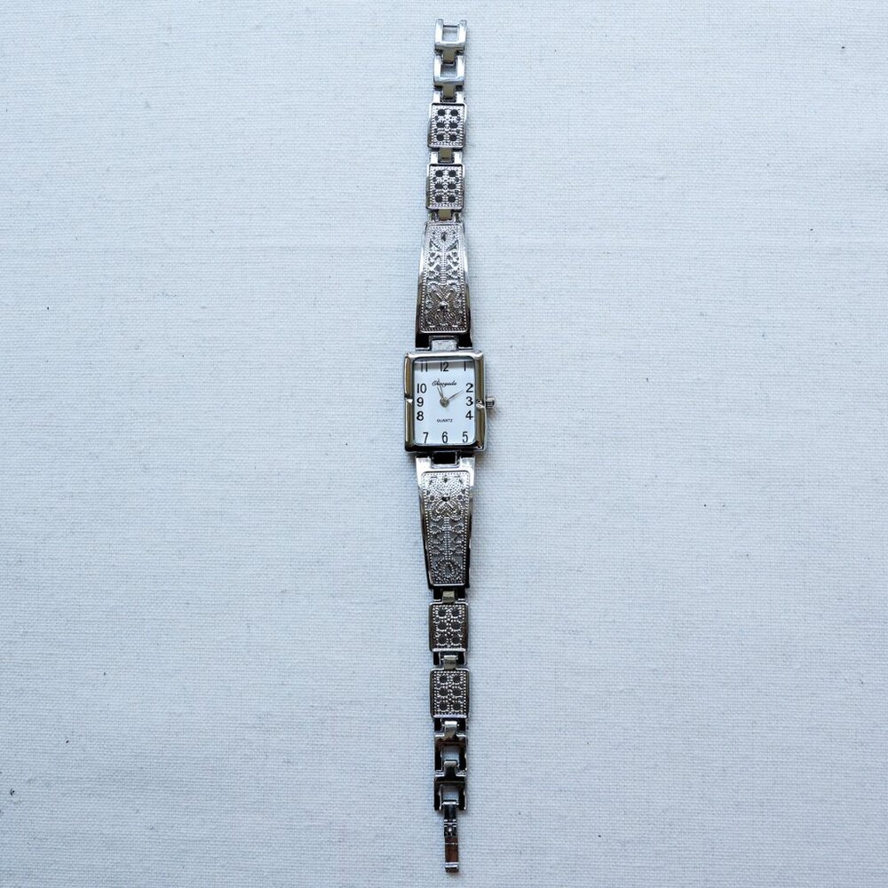 y2k silver rectangle stainless steel vintage quartz watch - Picture 7 of 9